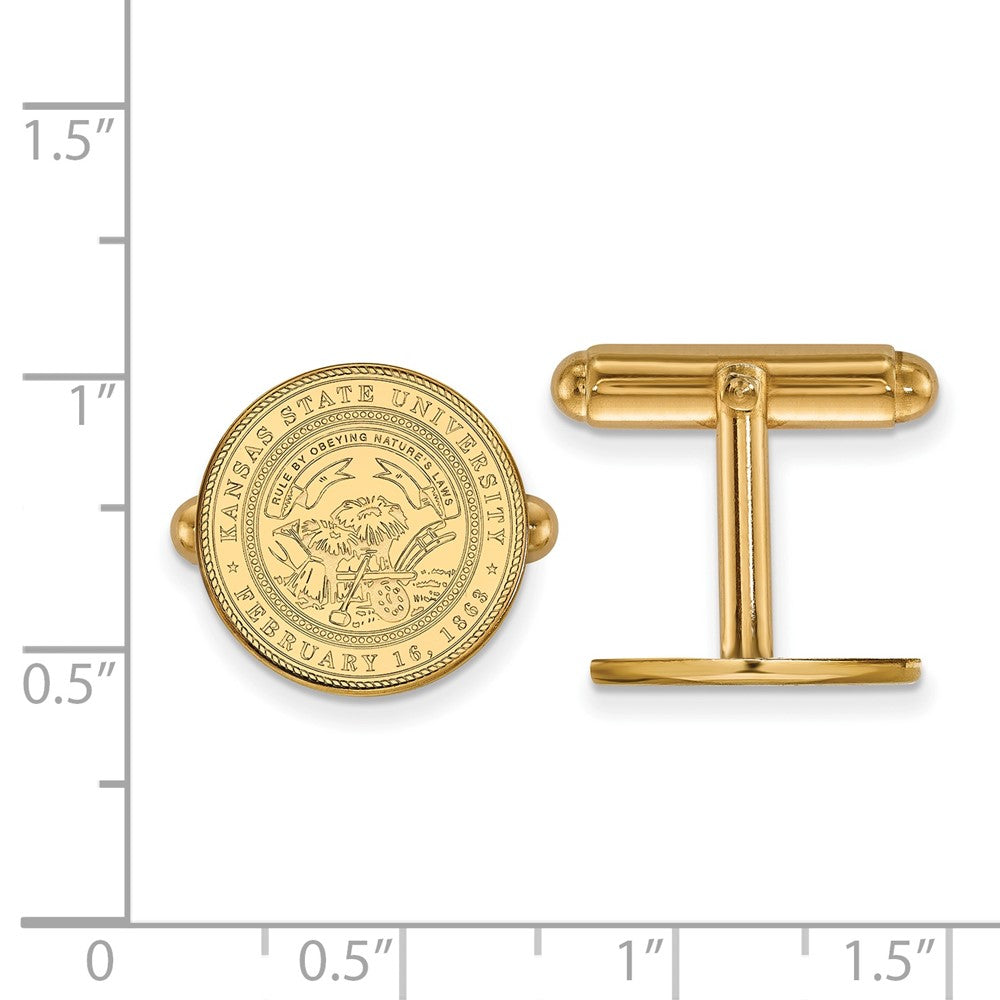 14K Gelbgold Gold Logoart Kansas State University Wappen Manschette Knöpfe