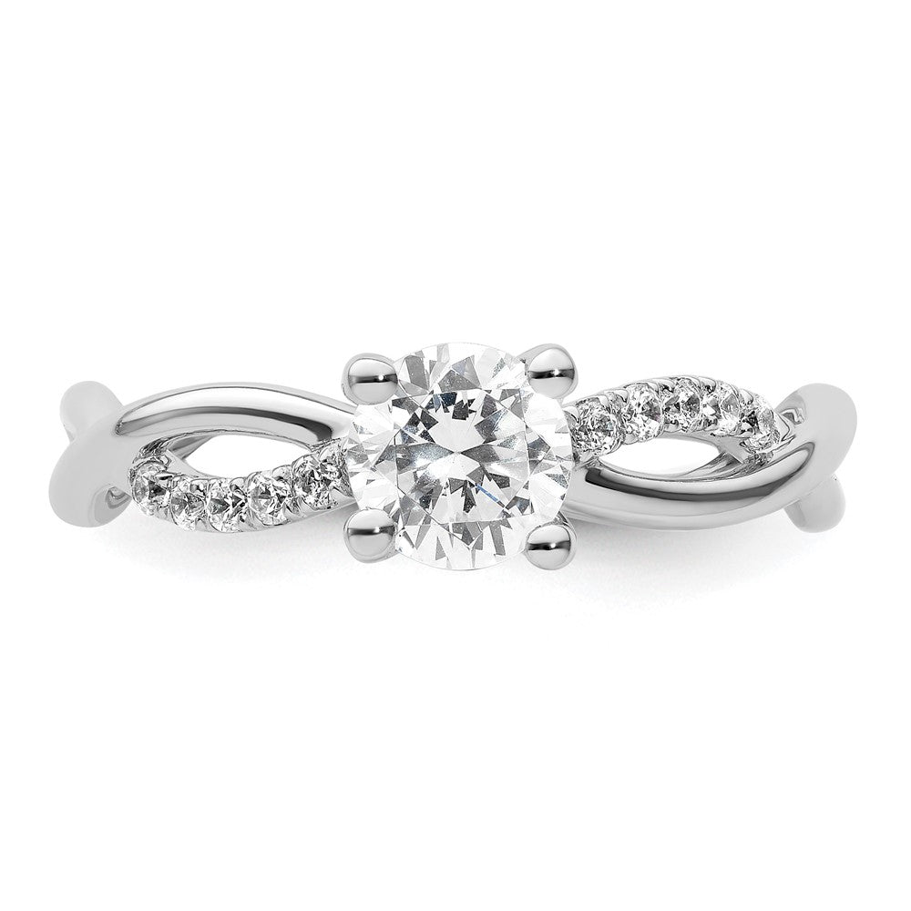 14K Weißgold Criss-Cross Diamant-Verlobungsring als Semi-Mount (für 0,75K (5,8 mm) runden Mittelstein) mit 0,2 ct. Diamanten