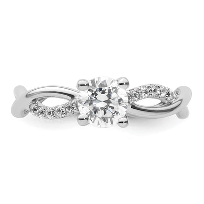 14K Weißgold Criss-Cross Diamant-Verlobungsring als Semi-Mount (für 0,75K (5,8 mm) runden Mittelstein) mit 0,2 ct. Diamanten