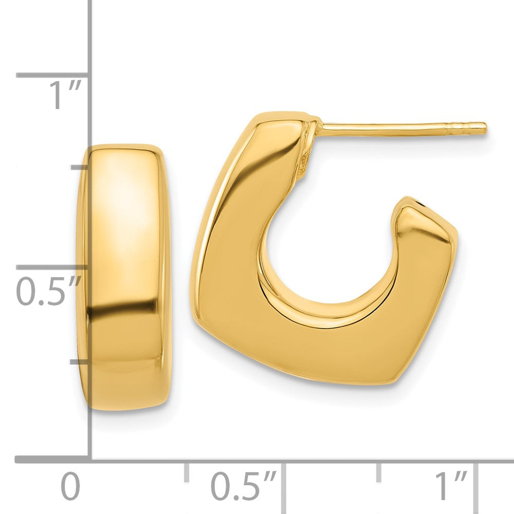 14K Gelbgold Poliert Quadratisch J-hoop Ohrstecker