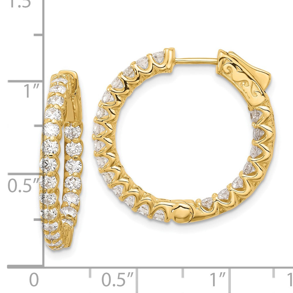 14K Gelbgold 2.1 Karat Diamant In/out Creole mit Sicherheits Verschluss Ohrringe