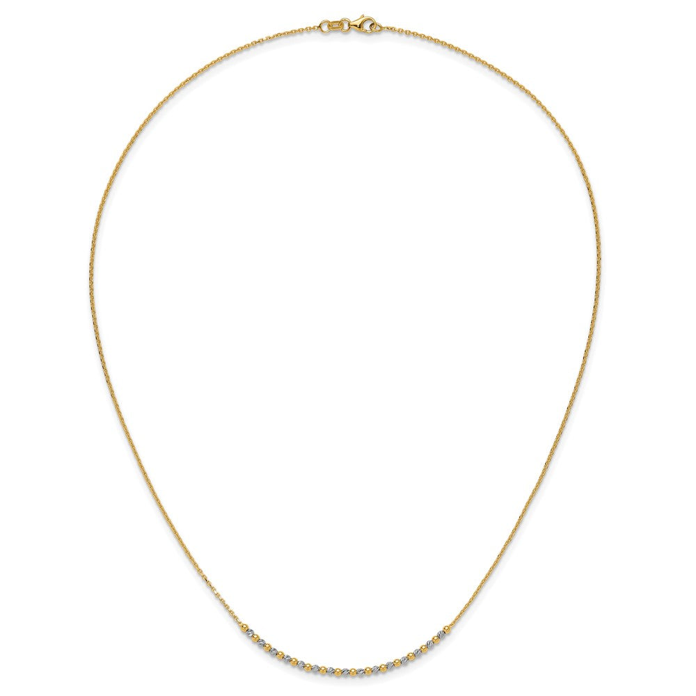 14K Bicolor Gold Bicolor Diamantiert Gekugelt 18 Zoll Halskette