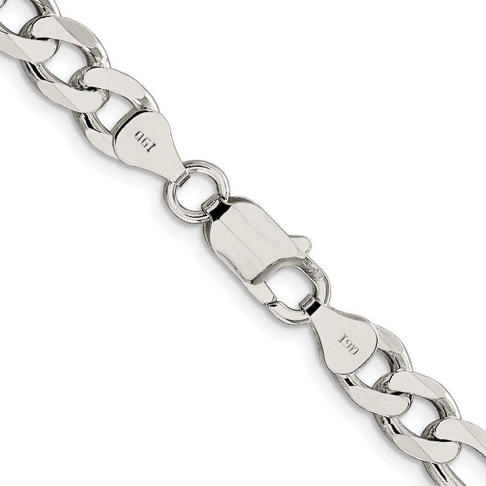 Sterlingsilber Rhodiniert 7.25mm Pavé‚ Flach Figaro Halskette