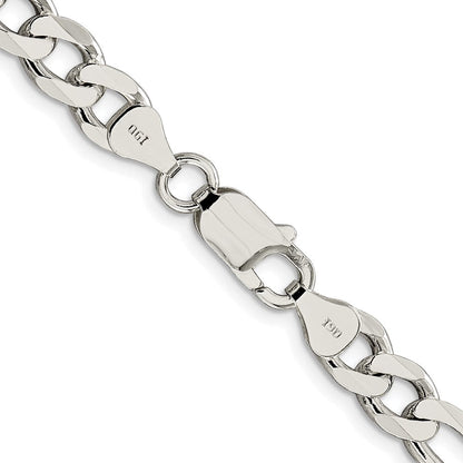 Sterlingsilber Rhodiniert 7.25mm Pavé‚ Flach Figaro Halskette
