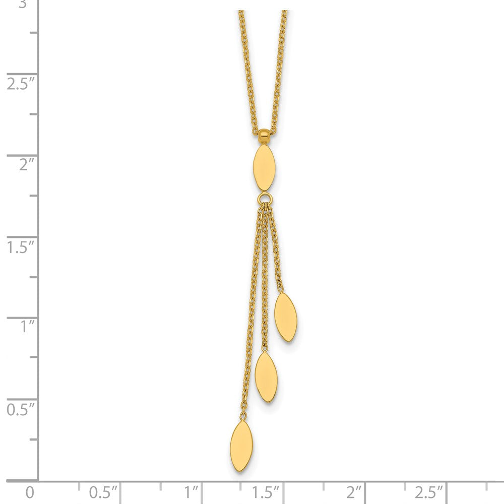 14K Gelbgold Poliert Oval 3-dangles 16 Zoll Halskette Plus 2 Zoll Verlängerung