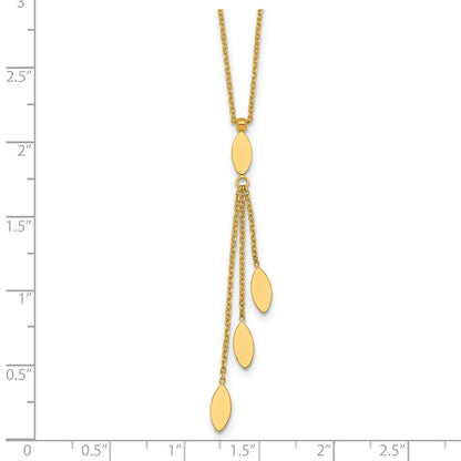 14K Gelbgold Poliert Oval 3-dangles 16 Zoll Halskette Plus 2 Zoll Verlängerung