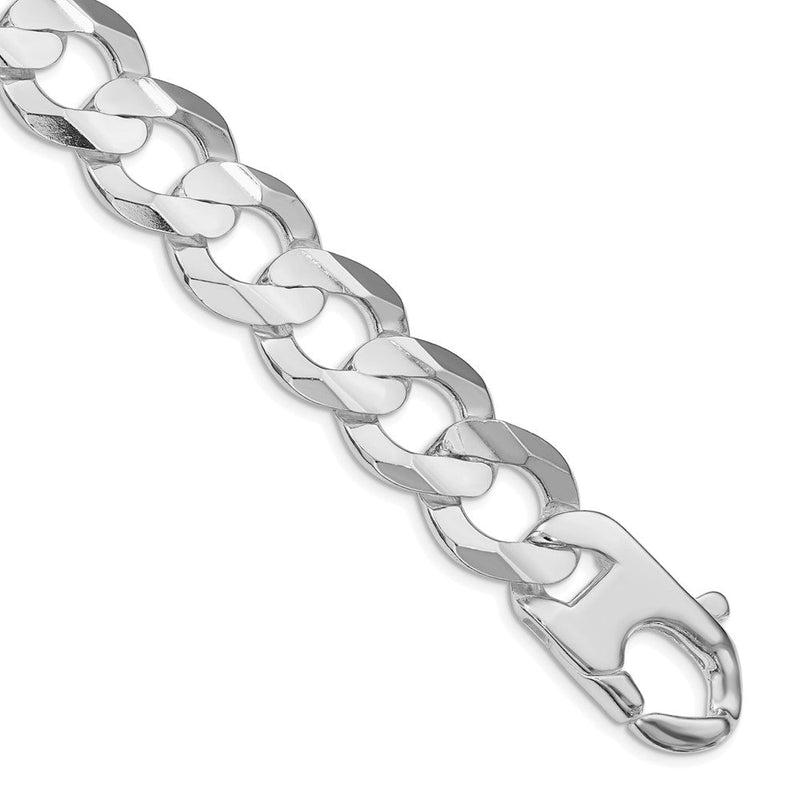 Sterlingsilber Rhodiniert 15.75mm Konkav Abgeschrägt Panzer Gliederarmband