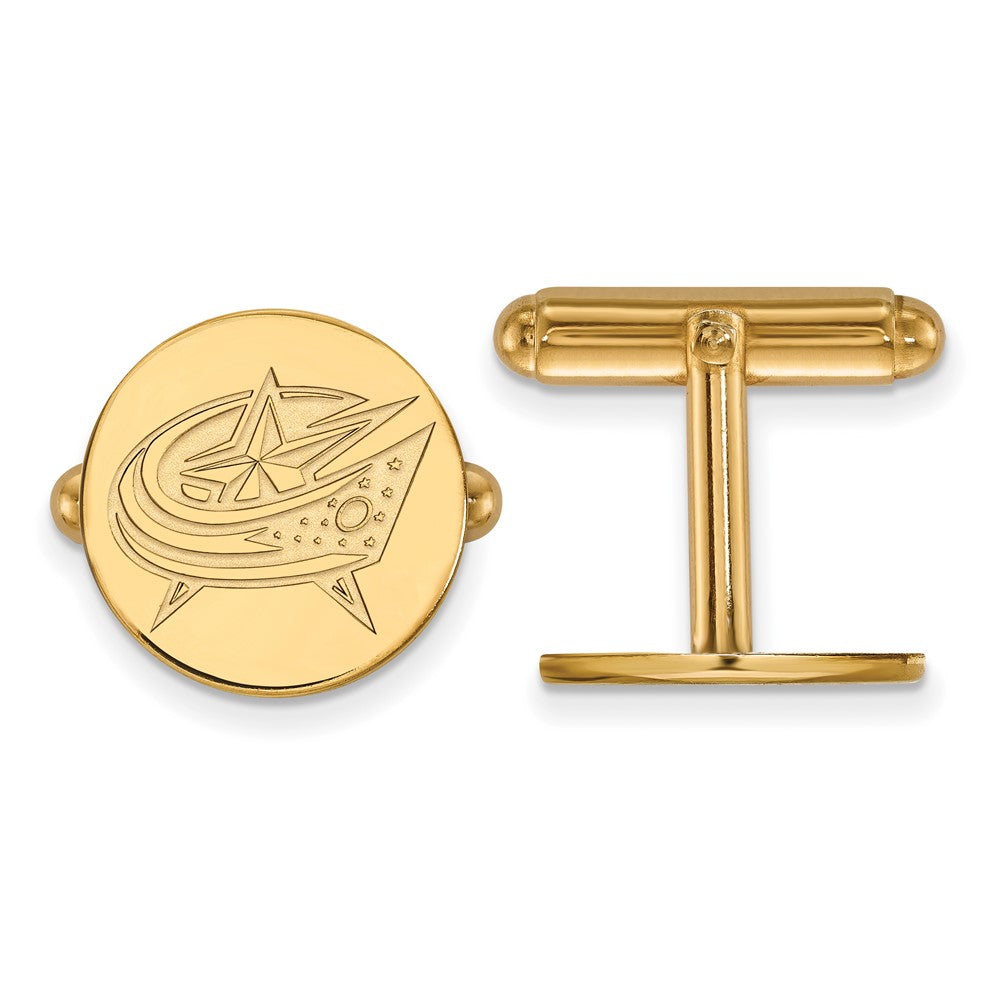 14K Gelbgold Gold Nhl Logoart Columbus Blau Jacken Manschette Knöpfe