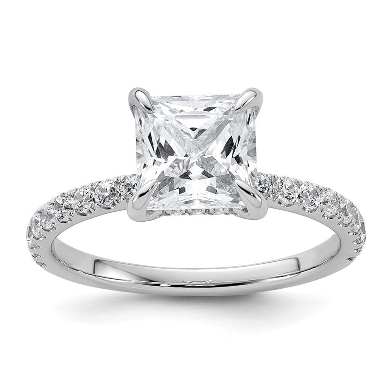 14K Weißgold Verlobungsring mit Solitär und Flair – 2,5K zertifizierter laborgezüchteter Diamant im Prinzessschliff VS/SI+ G+