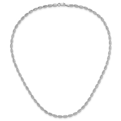 14K Weißgold Poliert/textured Fantasie Oval Glieder Halskette