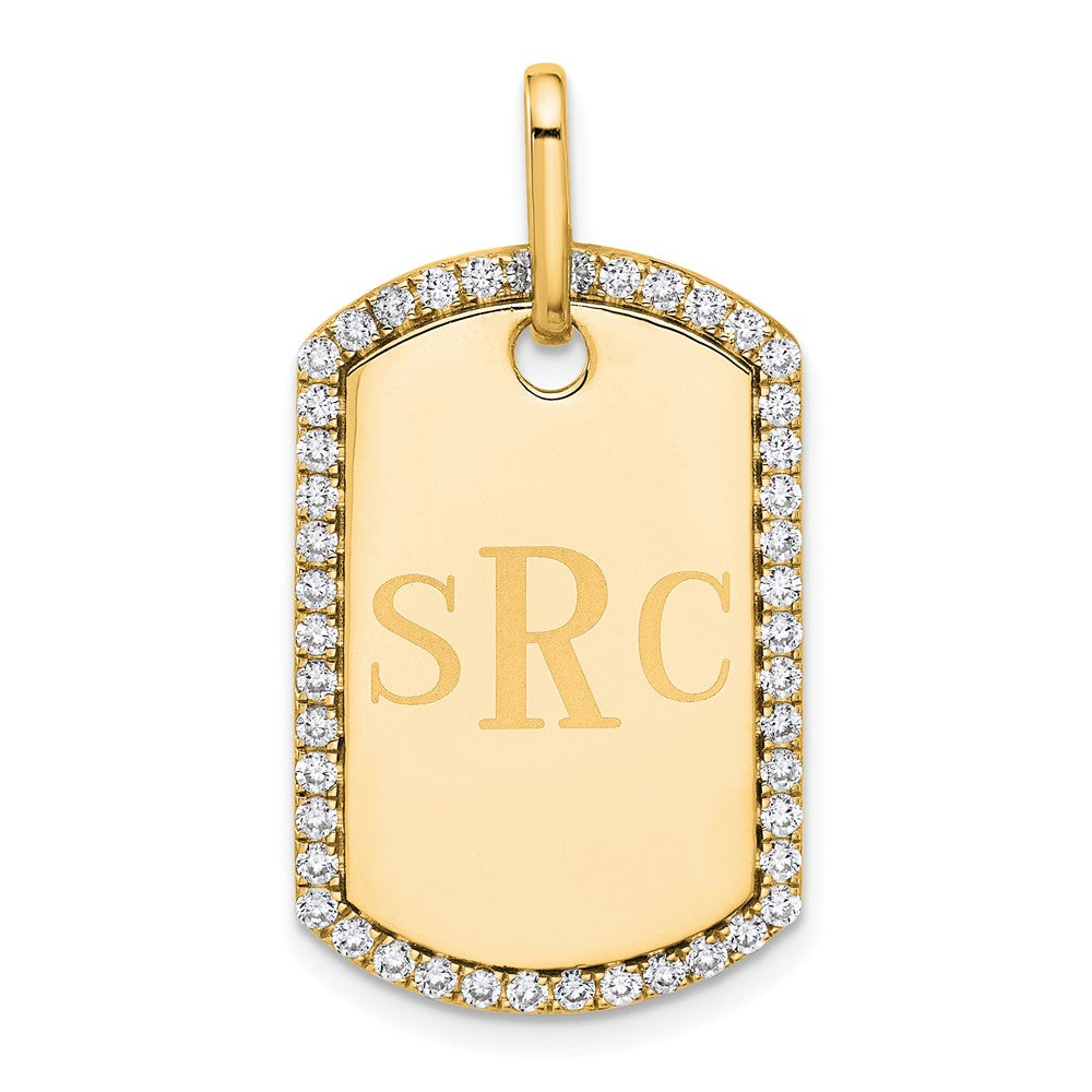 14K Gelbgold Personalisiert Diamant Erkennungsmarke Charm