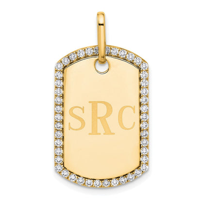 14K Gelbgold Personalisiert Diamant Erkennungsmarke Charm