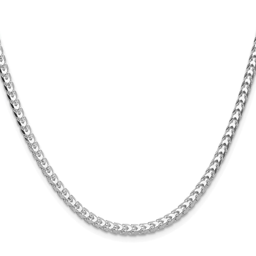 Sterlingsilber Rhodiniert 4.0mm Diamantiert Quadratisch Franco 30 Zoll Kette