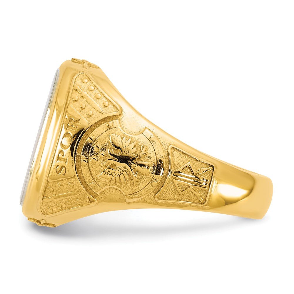 14K Bicolor Gold Gravierbar Quadratisch mit Abgerundet Corners Siegel Ring