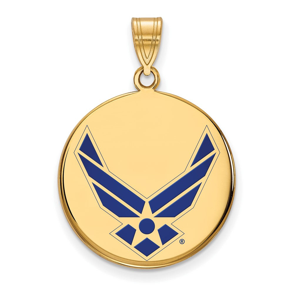 14K Gelbgold Gold Logoart U.s. Luft Kraft Groß Emaille Plättchen Anhänger