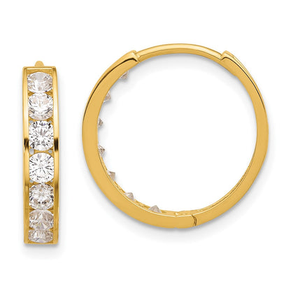 14K Gelbgold Poliert Zirkonia 4x18mm Huggie Creolen