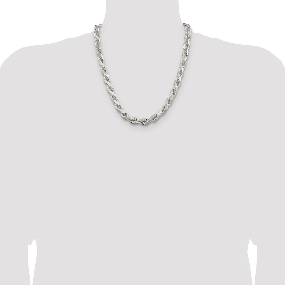 Sterlingsilber Rhodiniert 9.0mm Diamantiert Kordel Halskette
