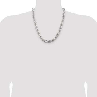 Sterlingsilber Rhodiniert 9.0mm Diamantiert Kordel Halskette