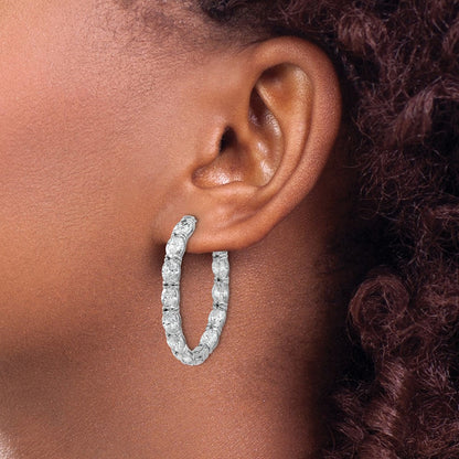 14K Weißgold Laborgezüchtete Diamant-Creolen mit Oval- und Rundschliff, VS/SI+ G+, 8,625 ct., komplett In-and-Out besetzt