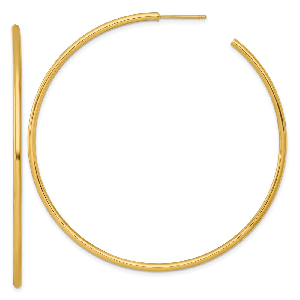 14K Gelbgold Poliert 2.0 X 65mm Röhre C-hoop Ohrstecker