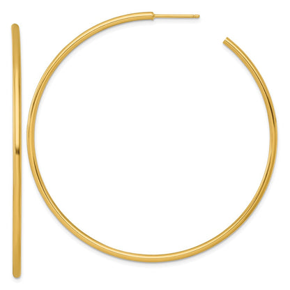 14K Gelbgold Poliert 2.0 X 65mm Röhre C-hoop Ohrstecker