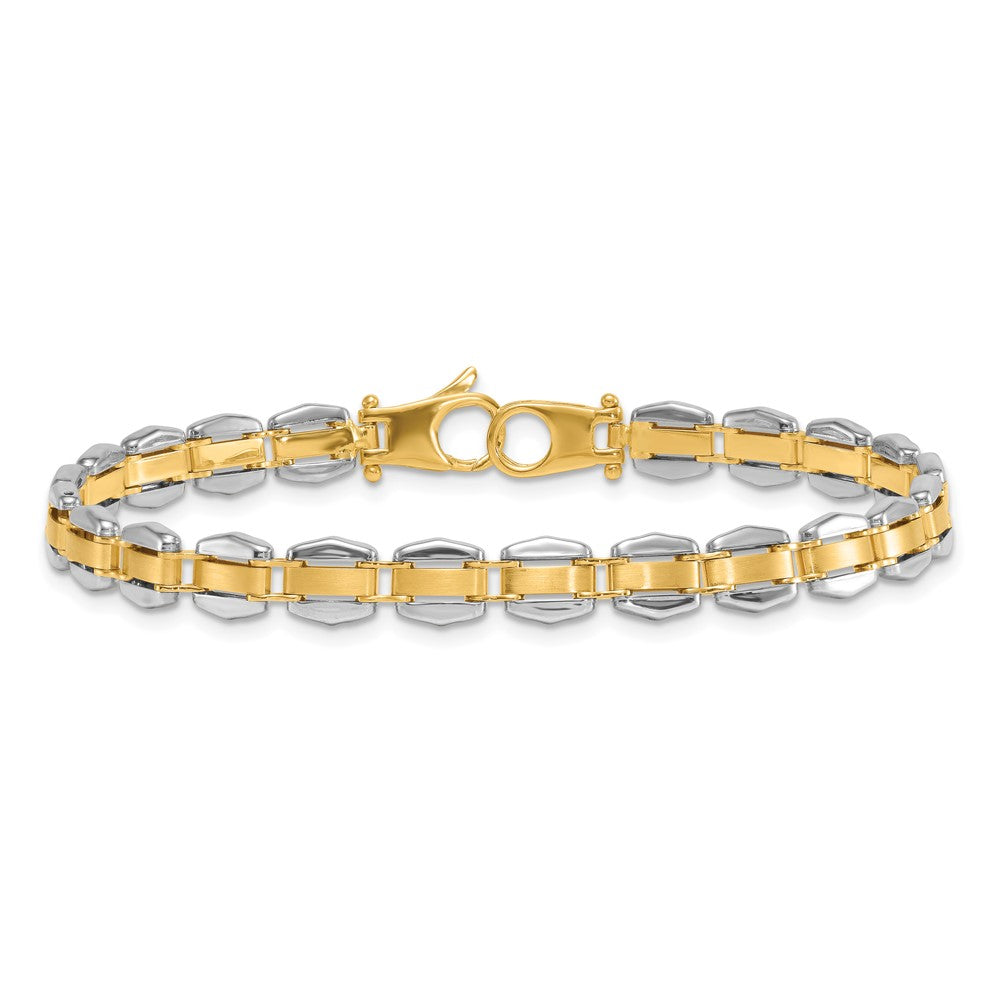 14K Bicolor Gold Bicolor Poliert 6.65mm Fantasieglieder Gliederarmband