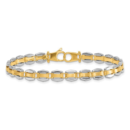 14K Bicolor Gold Bicolor Poliert 6.65mm Fantasieglieder Gliederarmband