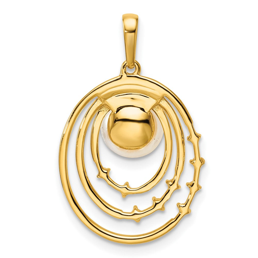14K Gelbgold Anhänger, poliert, mit ovalen Zuchtperlen und 0,067 ct. Diamanten