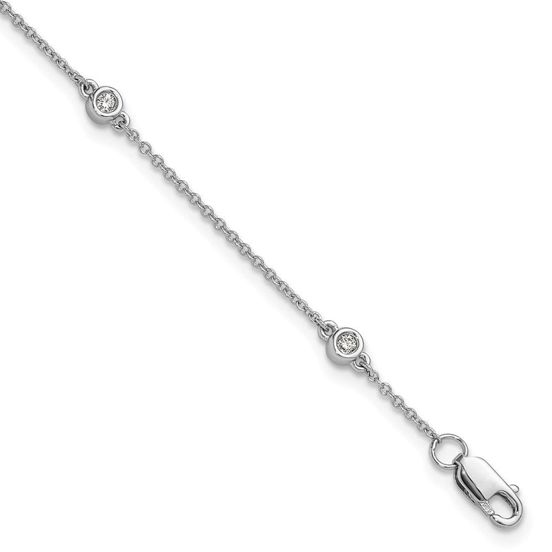 14K Weißgold Komplett 1/8 Karat Zargenfassung-set Diamant und Ankerkette Kette 5-station 7 Zoll Armband