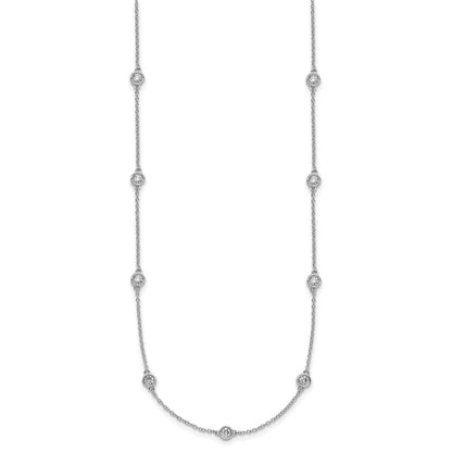 14K Weißgold Komplett 7/8 Karat Zargenfassung-set Diamant und Ankerkette Kette 16-station 20 Zoll Halskette