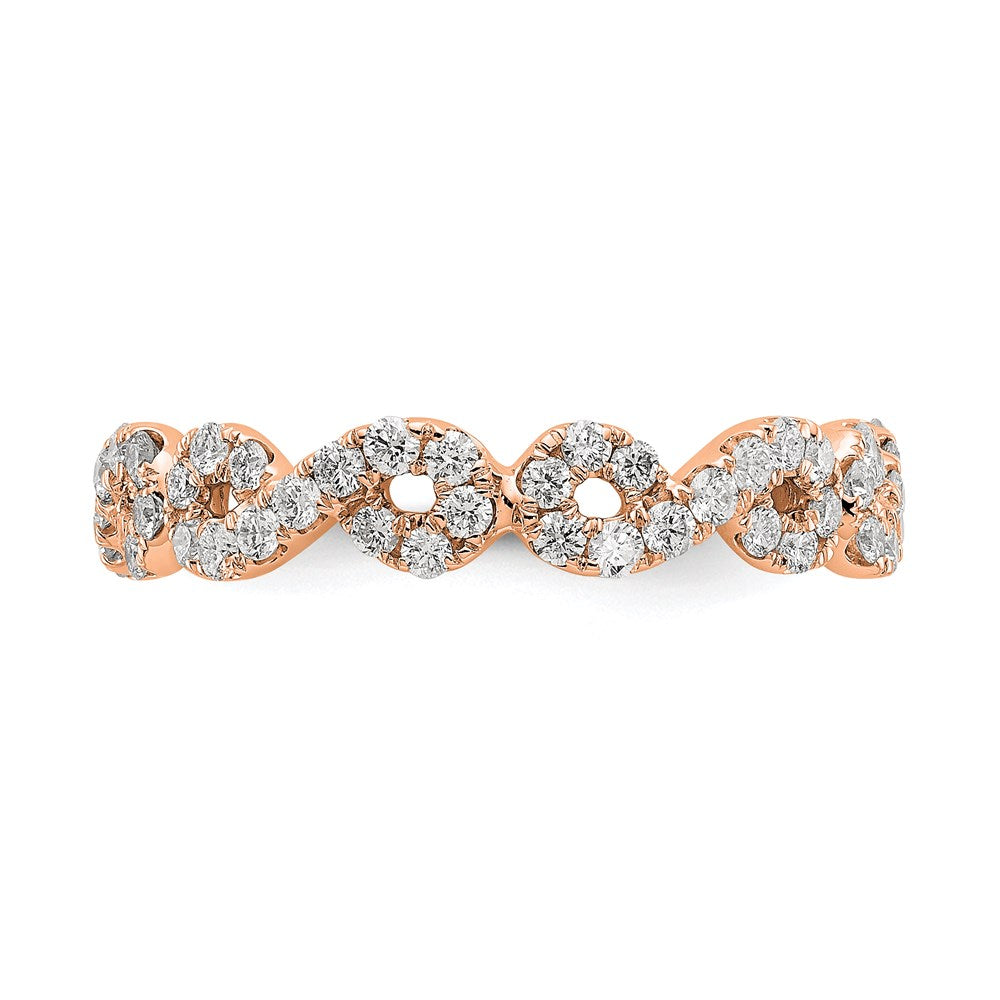 14K Roségold Poliert Unendlichkeit Shared U Krappen Größe 5 Diamant Memoire Ehering Ring