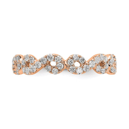 14K Roségold Poliert Unendlichkeit Shared U Krappen Größe 5 Diamant Memoire Ehering Ring