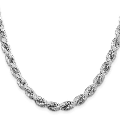 Sterlingsilber Rhodiniert 6.5mm Diamantiert Kordel 30 Zoll Kette