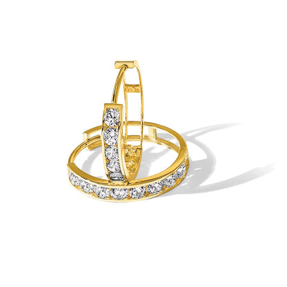 14K Gelbgold Poliert Zirkonia 4x20mm Huggie Creolen