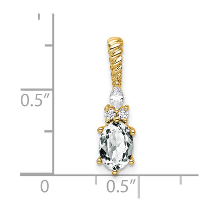 14K Gelbgold Diamant und 7x5 Oval April/ Topas Gedreht Kette Anhänger