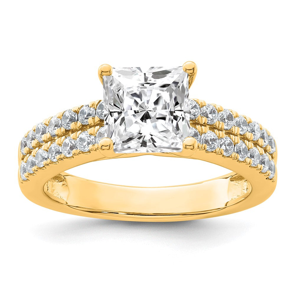 14K Bicolor-Gold Verlobungsring mit 1,5 ct. Princess-Diamant im Mittelstein (Labor gezüchtet), Semi-Mount, 0,5 ct. Gesamtgewicht Diamanten, VS/SI+ G+