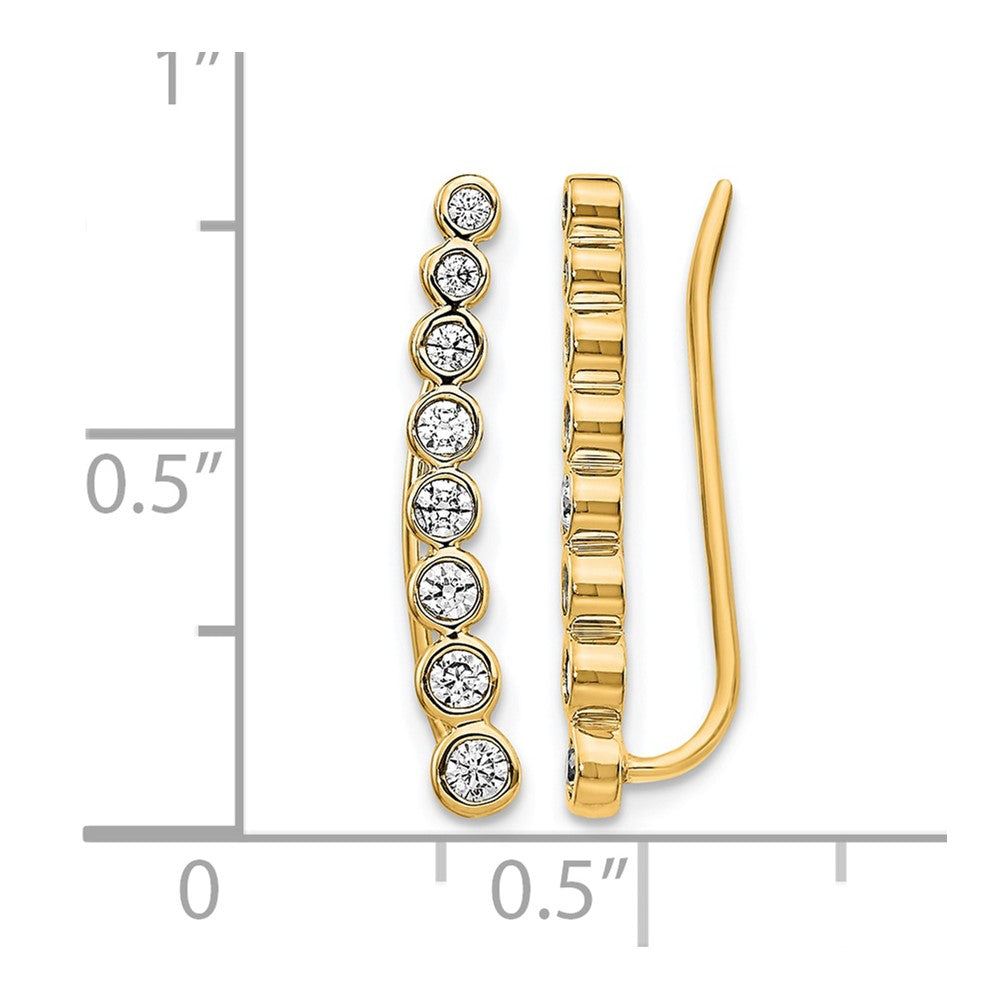 14K Gelbgold Diamant-Ear-Climber-Ohrringe mit abgestufter Zargenfassung, 0,375 ct