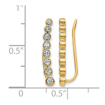 14K Gelbgold Diamant-Ear-Climber-Ohrringe mit abgestufter Zargenfassung, 0,375 ct