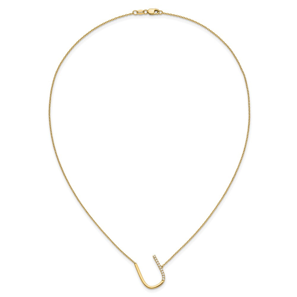 14K Gelbgold Seitlich Diamant Initiale U 18 Zoll Halskette