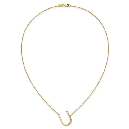 14K Gelbgold Seitlich Diamant Initiale U 18 Zoll Halskette
