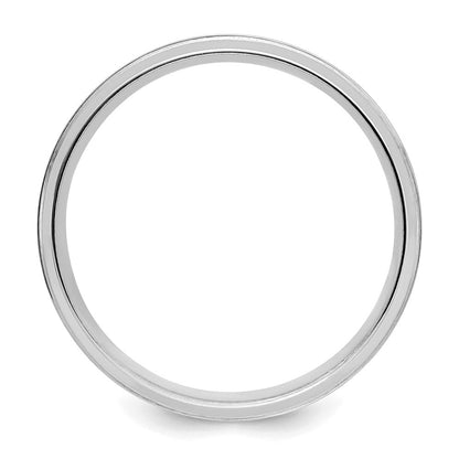 14K Weißgold 6 mm leichter Ehering mit Komfort-Passform, mattierter Satinoberfläche und polierter Linienkante