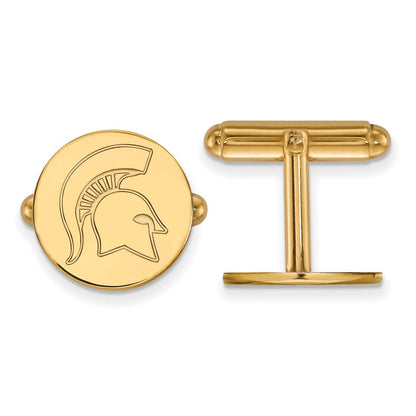 14K Gelbgold Gold Logoart Michigan State University Spartan Manschette Knöpfe