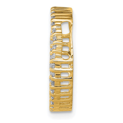 14K Gelbgold Poliert 1/3 Karat Diamant Kreis Kette Anhänger