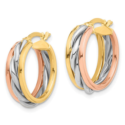 14K Tricolor Gold Tricolor Poliert Creolen