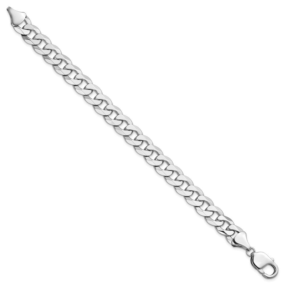 14K Weißgold 9.5mm Flach Abgeschrägt Panzer Gliederarmband