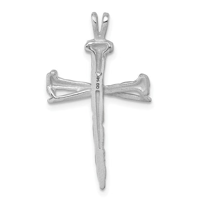 14K Weißgold Nagel-Kreuz-Charm