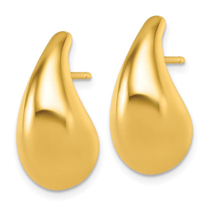 14K Gelbgold Poliert 3d Gebogen Gewölbt Tropfen Ohrstecker