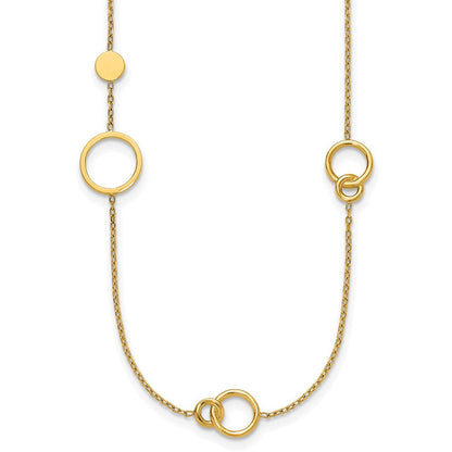 14K Gelbgold Poliert Kreis und Kette Muster 25.5 Zoll Halskette
