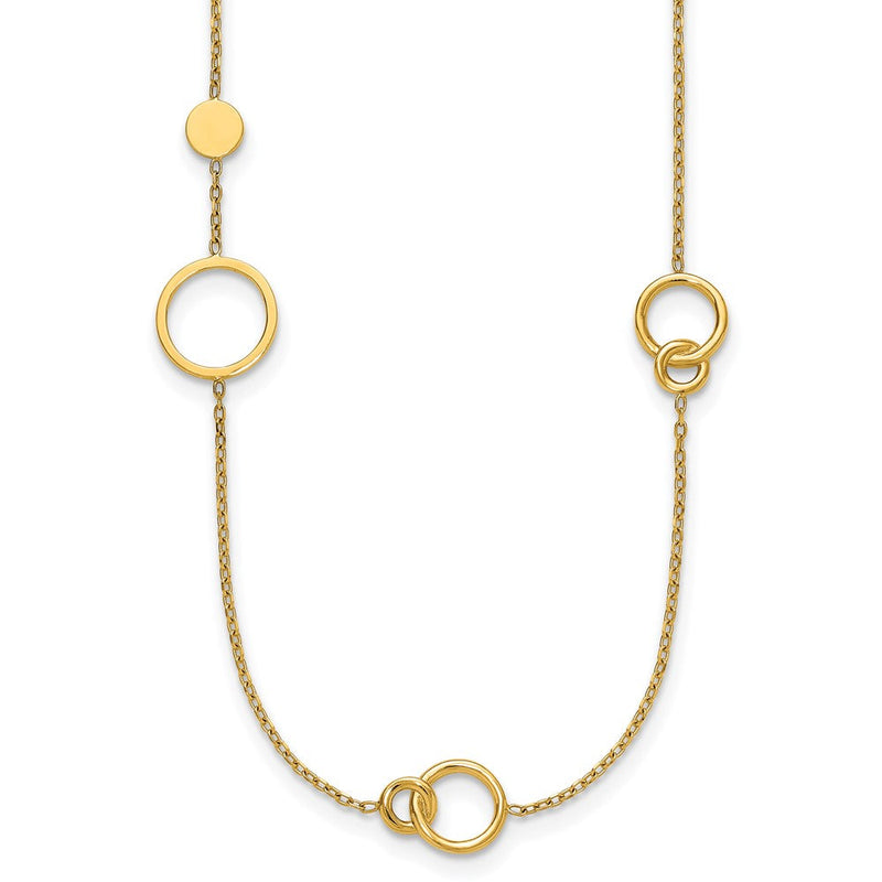 14K Gelbgold Poliert Kreis und Kette Muster 25.5 Zoll Halskette