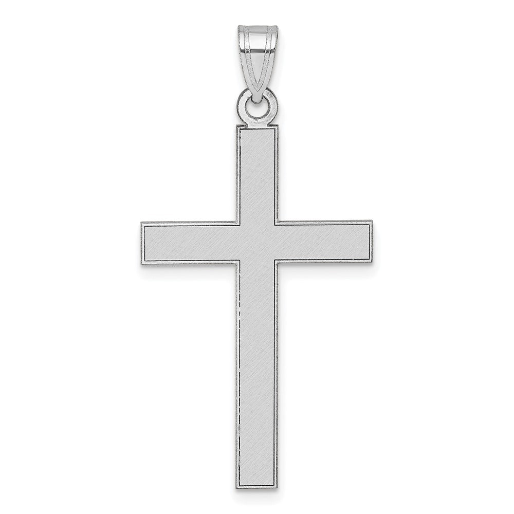 14K Weißgold Florentinisch Satiniert Kreuz Anhänger